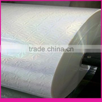 BOPP transparent holographic roll film,cold &thermal transparent holographic lamination film