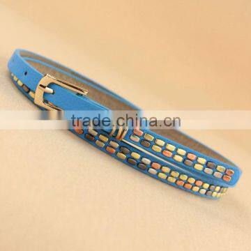 The new multi-colored beads punch needle thin belt, woman belt,waist belt