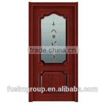 Surface finished interior wooden door with glass inserted