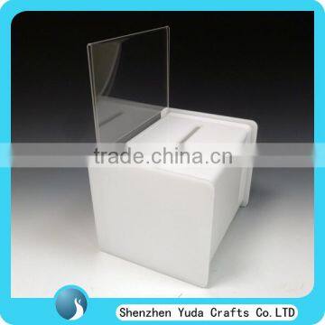 White Acrylic Suggestion Box With A5 Landscape Poster Holder Standing Comment Collection Box