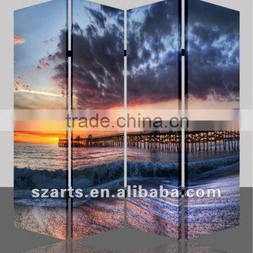 4 panels wooden screen room divider