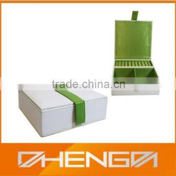 High quality factory customized made white leather storage box with lid (ZDS-JS1407)