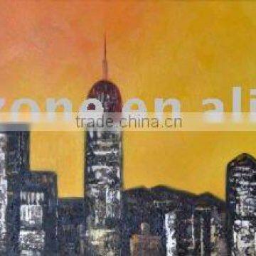 City landscape oil painting