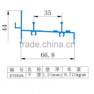 Z7002A aluminum Eextruded profile for 70 series sliding window