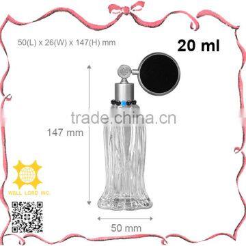 Charming golden screw up black lace bulb slender glass atomizer