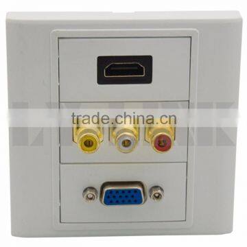 VGA, HDMI, 3RCA AV face wall plate with backside female to female connector