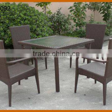 Small Size Dining Set 4 Chairs With Table Rattan