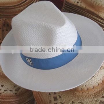 blue and white fedora ,white fedora blue band