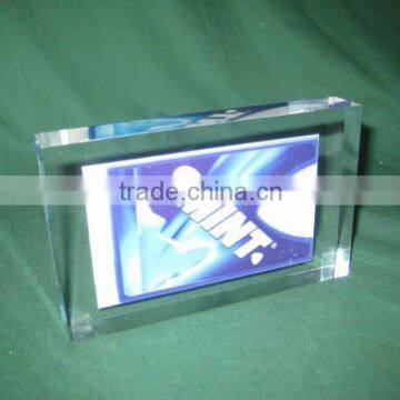 acrylic paper weight with card inlaid