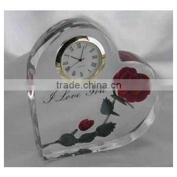 Clear Acrylic Heart Shaped Award Stand with Clock