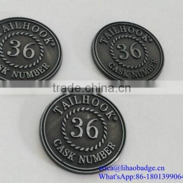 Round shape custom metal wine label wine bottle metal label