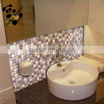 MB SMS08 Decorative Bathroom Wall Tile Design Glass Stone Mosaic Tile Wash Basin Wall Tiles