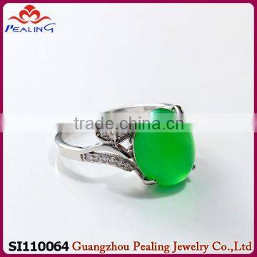 2014 fashion wholesale chrysoprase 925 sun silver ring