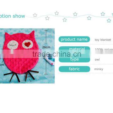 2016 New Design Small MOQ Owl Look 100% Polyester Microfiber Minky Comforting Blanket For Baby Christmas Gift SHB150924001 photo-2