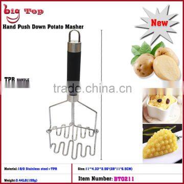 BT0211 Double Layer TPR Handle Potato Press With Wire Head Stainless Steel Handle Potato Ricer Whith Hook Fruit Press
