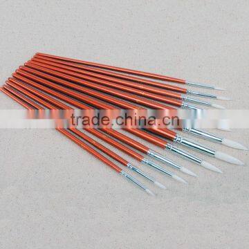 Wholesale 12pcs per Set Short Red Wood Handle White Nylon Hair Round Acrylic Artist Paint Brush Pen Set for Art Painting