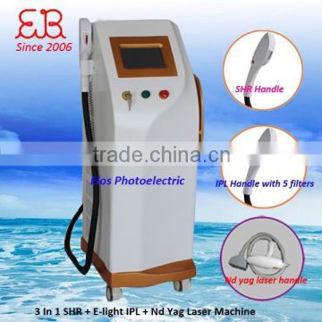 Professional 3 handles painless hair removal laser ipl shr machine /shr hair removal system