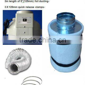 125mm Inline Fan carbon Filter Kit,hydroponic kits