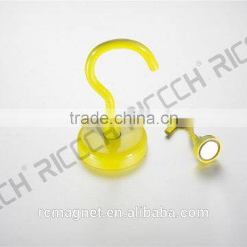 Yellow Magnetic Hooks,Strong Neodymium Rubber Coated Pot Magnet photo-2