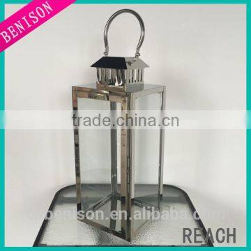 2017 Hot Selling 201 Steel Silver Lantern with Rohs Certificate Pillar Holder