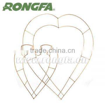 decorating flowers double ring heart shape metal wire frames