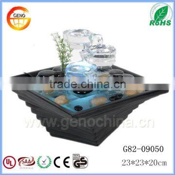 Black color ceramics and transplant glass table fountain