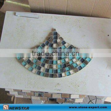 fan shape marble mosaic with glass