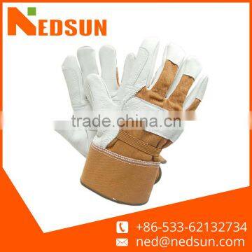 Regular type white leather garden gloves, working garden glove