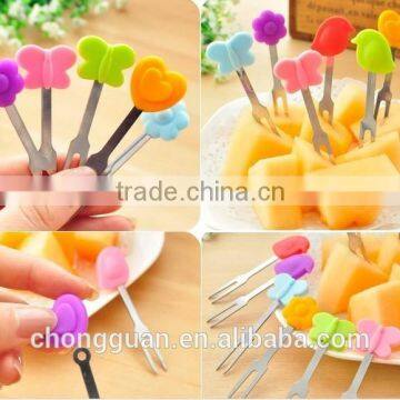 High quality Halloween party candy colors stainless steel silicone fruit forks,stainless spoon and fork set