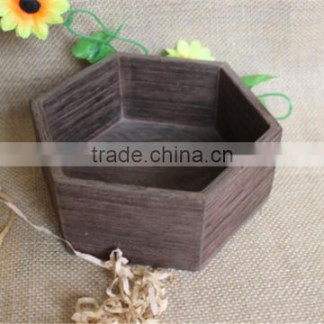 Grey dyed colored handmade hexagon small wooden tray decorative