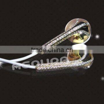 High Quality Gold Earphone With Diamond for Iphone 6, 24k Luxury In-ear Earphone,for Iphone Gold Earphone photo-2
