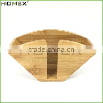 Bamboo Fan Shape Coffee Filter Holder Dispenser Rack Homex-BSCI Factory photo-4
