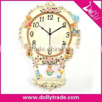 Factory Creative Cute Rose Bear Silent Watch Resin Crafts Clock Fashion Pocket Wall Clock