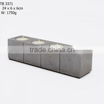 Block Tea Light Holder Row of 4 - Concrete material