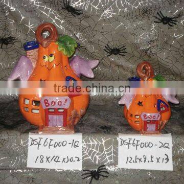 decorative halloween tealight ceramic pumpkin house candle holder