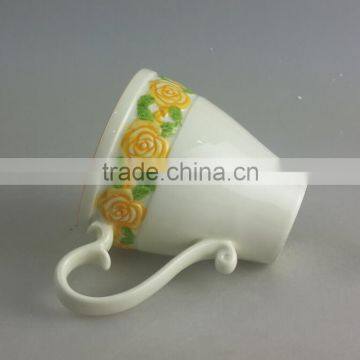 New Bone Embossed Rose Handpainted Mug photo-4