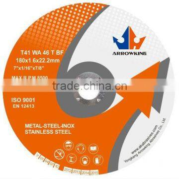 7" 180x1.6x22.2mm Flat Resin Bonded Reinforced Cutting Wheel For Stainless Steel