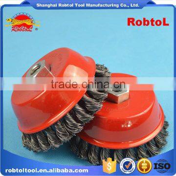 5" Steel Wire Cup Brush Wheel Twist Knot Crimped Bowl Disc Abrasive M14 Round Grinding Cheaning Brush photo-6