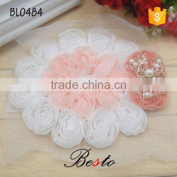 Beautiful wholesale baby chiffon flower applique for shirt