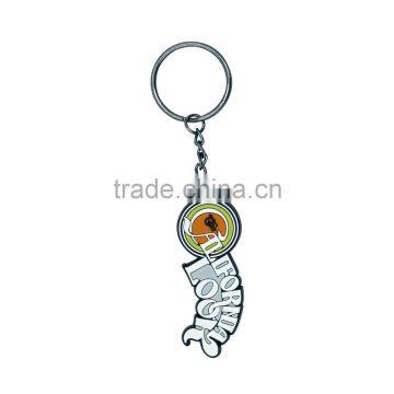 OEM popular best grade metal soft pvc car pom pom keychain with logo