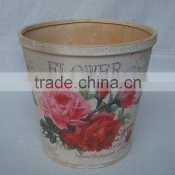 beautiful decal wooden flower pot garden wood pot with plastic liner