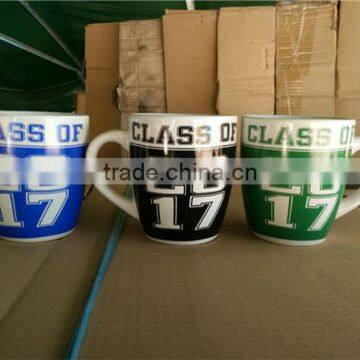Assorted Colours Customized Logo Ceramic Coffee Mugs With C-handle photo-2