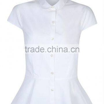 Girls School Peplum Shirt school uniforms white school shirts short sleeves