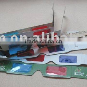 Paper printed 3D Glasses PET lens/3D viewer paper frame/3D glasses PET filter red cyan/advertising eclipse viewer