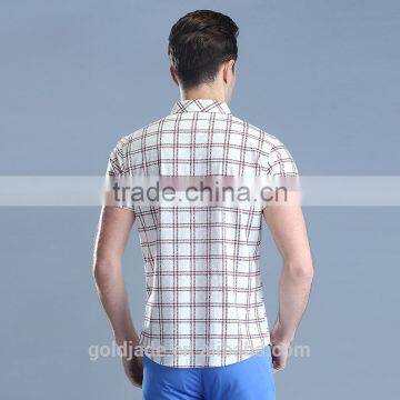 Fashion Mens Casual Shirt 2016 New Style With Plaid Cotton Dress Shirt,short Sleeve Cotton Casual Shirt Design photo-3