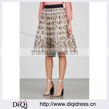 Wholesale Women Apparel Butterfly Embroidered Black Elastic Waist Tulle Skirt(DQE0366SK)