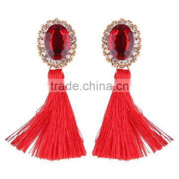 Bohemian Jewelry Rhinestone Gems With Long Colorful Tassel Charms Earrings for Women photo-6