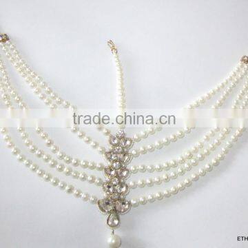 MATHAPATTI DAMINI MAANG Tikka TIKA BINDI PEARL POLKI Hair Accessory photo-2