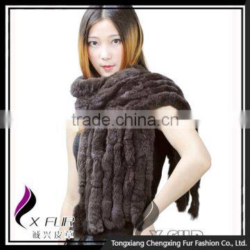 CX-B-10F 2016 New Style Super Quality Real Rabbit Fur Shawl Scarf photo-3