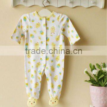 mom and bab 2012 Autumn baby clothing 100% cotton embroider romper with feet